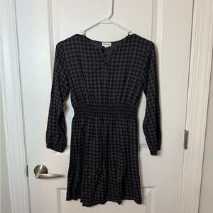 Girls Miles the Label Long Sleeve Houndstooth Dress